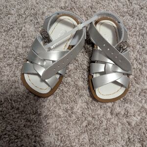 Salt Water Chic Silver Kids Sandals with Adjustable Straps
